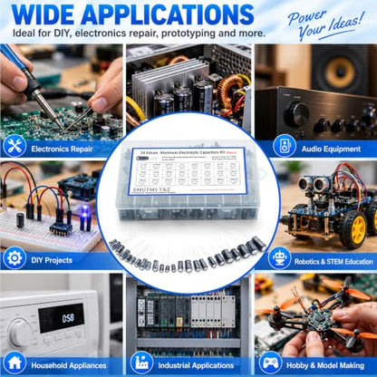 500pcs 24-Value Aluminum Electrolytic Capacitors Assortment Kit
