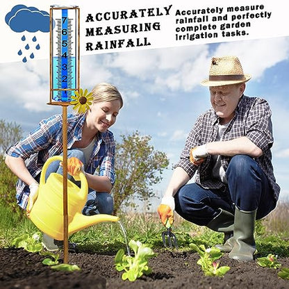 Rain Gauge Outdoor, Freeze Proof Rain Gauges Outdoors Best Rated,7" Capacity Detachable Rain Guage with Stake for Yard,Lawn & Garden,Large Clear Number and Scale Rain Measure Gauge,Rain Water Meter - color: Large Flower Rain Gauge