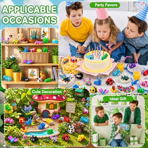 Celltestria 30Pcs 3D Printed Bugs Articulated Insect Animals Fidget Toys - style: 30Pcs 3D Printed Bugs