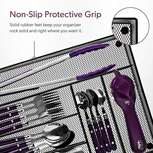 Mindspace Cutlery Tray, 6 Compartments | Kitchen Utensil Silverware Tray | Flatware Drawer Organizer | The Mesh Collection, Black - color: Black