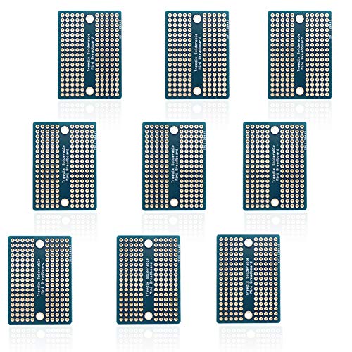 Treedix 9pcs Mini Solderable BreadBoard PCB Prototype Shield Board Double Sided Tinned Gold Plated Holes Compatible with Arduino Kit Raspberry Pi(Mode 4)