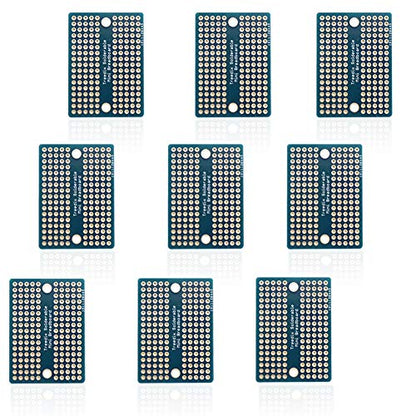 Treedix 9pcs Mini Solderable BreadBoard PCB Prototype Shield Board Double Sided Tinned Gold Plated Holes Compatible with Arduino Kit Raspberry Pi(Mode 4)