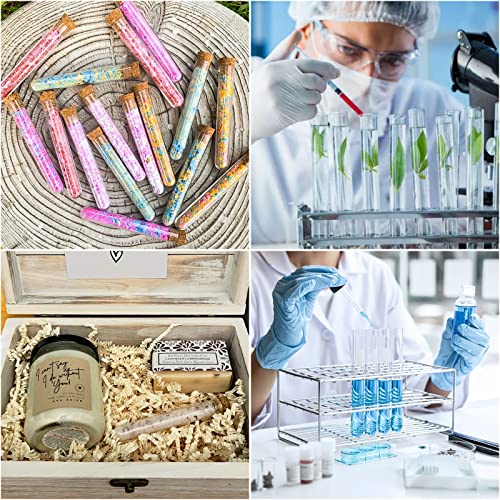 Plastic Test Tubes with Cork Stoppers, 60 PCS Clear 35 mL Test Tube Set, 0.8 x 5.9 in Round Bottom Tubes for Bath Salt, Candy, Beads, Powder, Party Favors and Lab Storage