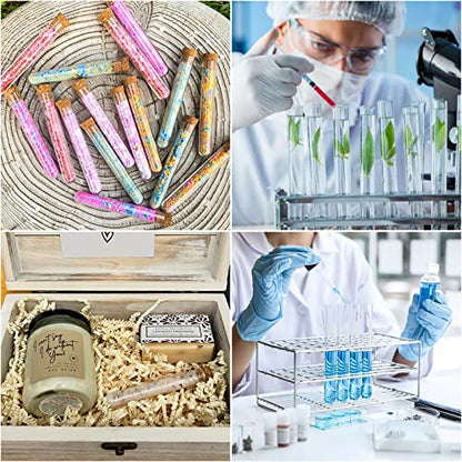 Plastic Test Tubes with Cork Stoppers, 60 PCS Clear 35 mL Test Tube Set, 0.8 x 5.9 in Round Bottom Tubes for Bath Salt, Candy, Beads, Powder, Party Favors and Lab Storage
