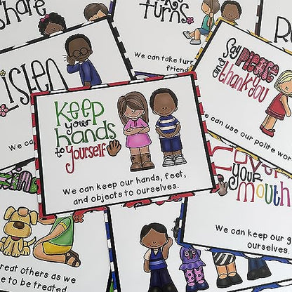 Lachilly 9 Sheets Classroom Rules Posters, Classroom Wall Decoration, Class Organization Charts, Bulletin Board Set, Classroom Decoration for Kindergarten Preschool Primary Middle High School - style: Classroom Rule 9P