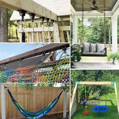 BETOOLL Heavy Duty Swing Hangers Swing Set Hardware Playground Porch Yoga Seat Trapeze Wooden Sets Indoor Outdoor Set of 8 - color: Black 8pcs