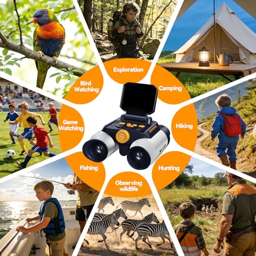 Binoculars for Kids with Night Vision - 48MP FHD Digital Camera Telescope - color: White