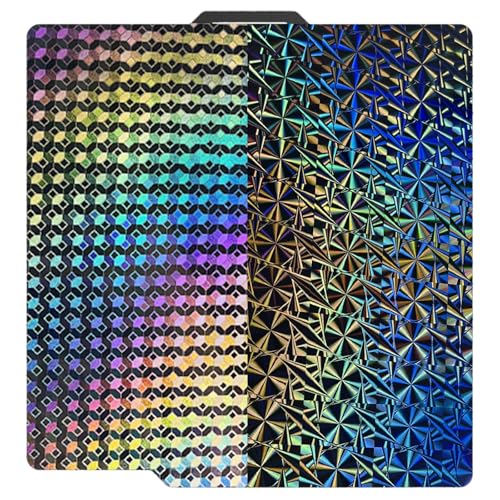 Smooth Holographic Build Plate for Bambu Lab P2S/X2D/X1/X1C/X1E/P1P/P1S/A1,257x257mm Diamond Ball+Windmill Flexible Spring Steel Print Bed Removable Platform for Bambus 3D Printing Platform - color: Windmill + Football