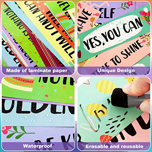 Hotop 42 Pcs Growth Mindset Inspirational Posters Banners Motivational Posters for Classroom Bulletin Board Decor Home Sweet Classroom Motivational Gallery Teacher Door Signs (Cute Style), White - style: Cute Style