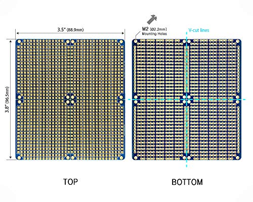 ElectroCookie Snappable PCB, Strip Board with Power Rails for Electronics Projects Compatible for DIY Arduino Soldering Projects, Gold-Plated, 3.8"x3.5" (3 Pack, Blue) - color: Blue (3Pack)