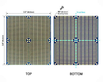 ElectroCookie Snappable PCB, Strip Board with Power Rails for Electronics Projects Compatible for DIY Arduino Soldering Projects, Gold-Plated, 3.8"x3.5" (3 Pack, Blue) - color: Blue (3Pack)