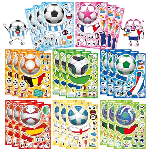Make Your Own Soccer Stickers for Kids, Make a Face Stickers, Sports Crafts - style: 24 Sheet Soccer Stickers