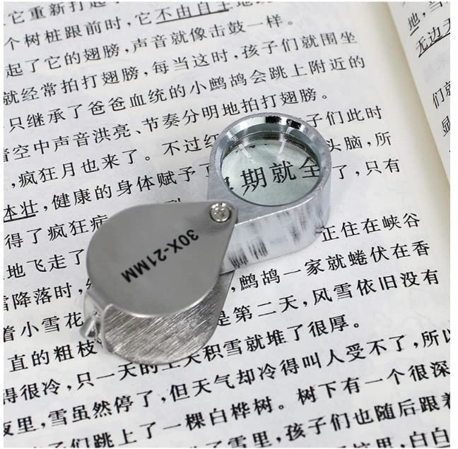 Othmro 4Pcs 10X Magnifying Glass, Diameter 0.83inch Metal Illuminated Jewelry Magnifier, Pocket Folding Magnifying Glass, Mini Microscope Jewelers Eye Loupe, Round Body Jewelry Loupe for Stamps Silver - color: A 10x/ 21 Mm