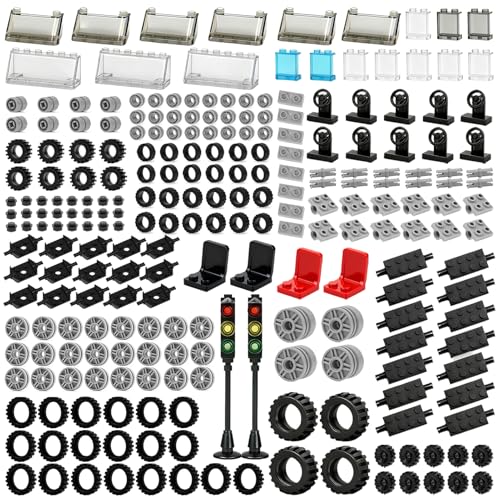 298Pcs Wheels and Axles Set Tires City Car Parts Building Brick Accessories - color: 298pcs