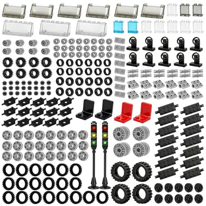 298Pcs Wheels and Axles Set Tires City Car Parts Building Brick Accessories - color: 298pcs