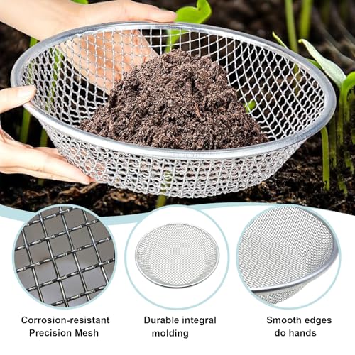 17''Soil Sifter for Gardening, Heavy Duty Rock Sifter,Fits Wheelbarrow Compost Sifter Dirt Sifter,Captures Dirt Rocks Sawdust - color: 2PCS Large 17''