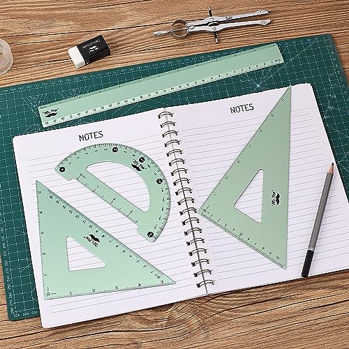 Mr. Pen- Metal Geometry Kit, 4 Pack, 45° & 30°/60° Set Squares - color: Light Green