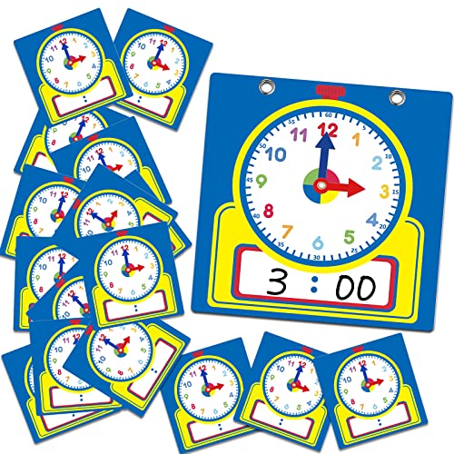Junkin 25 Pcs Teaching Clock Kit Learning Clocks Classroom, Cute Style