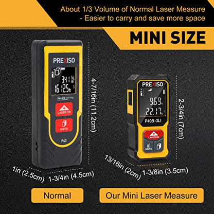 PREXISO Mini Laser Measurement Tool-135Ft Rechargeable Laser Distance Meter