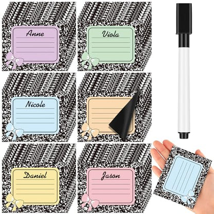 48 Pcs Pastel Dry Erase Magnetic Labels, Composition Notebook - style: Composition Notebook