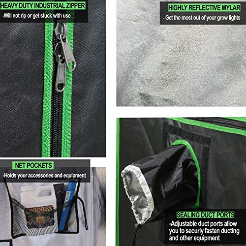 48" x 36" x 80" 2 in 1 Grow Tent Kit with Viewing Windows & Flood Trays – Dual Hydroponic Grow Tents - Smell Proof Grow Tent - for Indoor Growing - size: 48" x 36" x 80" 2-in-1