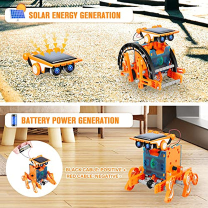 STEM 13-in-1 Education Solar Power Robots Toys for Boys Age 8-12 - color: Orange