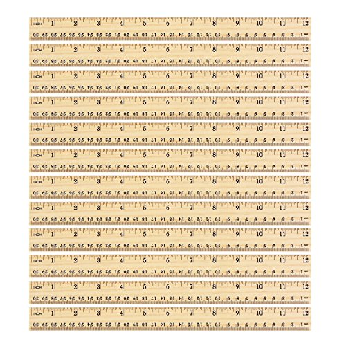 12 Pack 12 Inch/30 cm Wood Rulers Dual Scale Student School Ruler