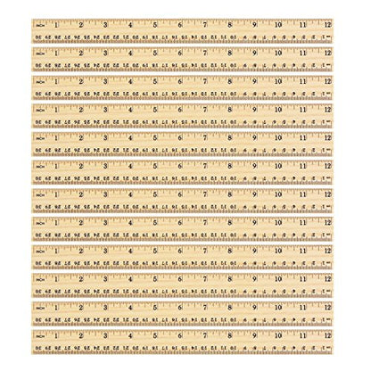 12 Pack 12 Inch/30 cm Wood Rulers Dual Scale Student School Ruler