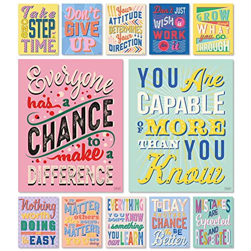 Sweetzer&Orange Set of 12 Motivational Growth Mindset Posters for Teachers & Students - Bedroom, Office & Classroom Decor to Inspire Young Minds - Laminated Growth Mindset Posters for Classroom - 11"x14" - color: Growth Mindset Posters