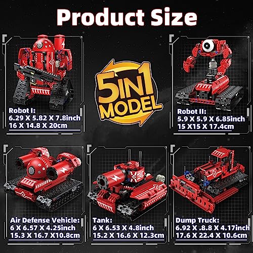 STEM Robot for Kids Ages 8-12, 5-in-1 Remote Control and APP Programmable Robot Toys DIY Building Science Educational Kit, Building Block Birthday Gift for Teen Boys Girls