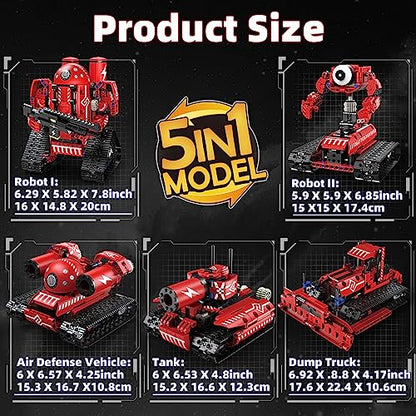 STEM Robot for Kids Ages 8-12, 5-in-1 Remote Control and APP Programmable Robot Toys DIY Building Science Educational Kit, Building Block Birthday Gift for Teen Boys Girls