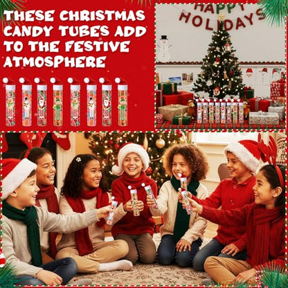 Honeydak 16 Set Christmas Candy Tubes 4 oz Hot Chocolate Clear Tube Bulk - style: Christmas
