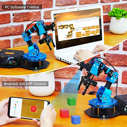 ROS Robotic Arm with Raspberry Pi 4B 8GB Open Source Programming FPV AI Vision 6DOF/Axis Smart Robot Arm Kit for Teens Adults, ArmPi FPV Advanced Kit (RPi 4B 8GB)