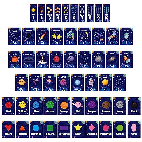 Harloon 56 Pcs Outer Space Alphabet Number Bulletin Board for Classroom