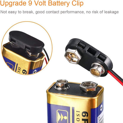 9 V Battery Clip Connector, I-Type 9 Volt Battery Clip, 9V Battery Buckle Connector Hard Buckle Plastic Housing and Black Red Wires Leads Iength 5.9 inches (I Type Hard Shell 8PCS)