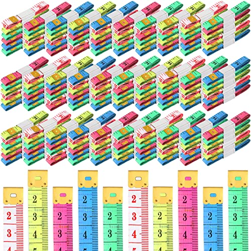 300 Pcs Soft Tape Measure Bulk Double Scale 150 cm/ 60 Inch Fabric Measuring Tape Body Measurement for Weight Loss Ruler Soft Ruler for Sewing Cloth Craft Supplies, Multi Color Random