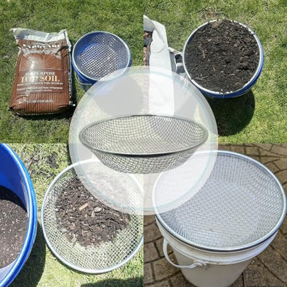 1/4 Inch Soil Sifter for Gardening, Rock Sifter for 5gallon,Compost Sifter Dirt Sifter,Captures Dirt Rocks Sawdust - color: 1/4 Inch