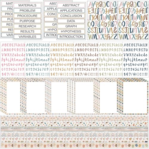 Dispowreath 96 Pcs Science Fair Board Supplies,Boho Style - style: Boho Style
