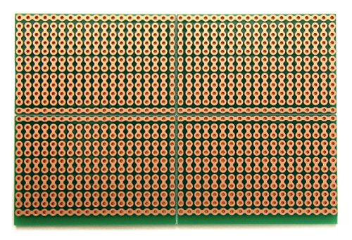 SB4 Snappable PC BreadBoard, Scored PCB, Snaps Into 4 Small Boards, 2-Layer, Plated Holes, Power Rails, 2.5 x 3.8in (63.5 x 96.5mm)
