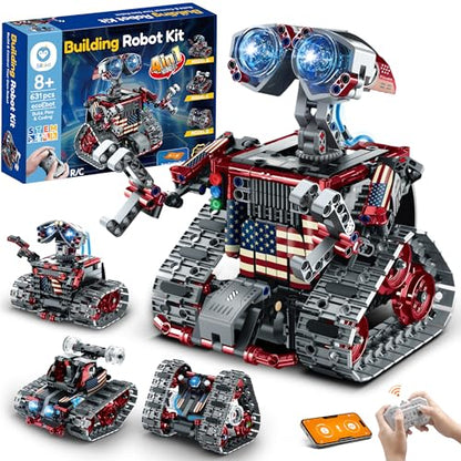 Sillbird Robot Building Kit STEM Gifts for Boys 8-12 with Remote Control - color: 2-red