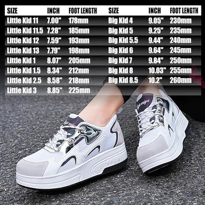 Wooowyet Roller Skate Shoes for Kids Boys Girls Rechargealbe Wheels Sneakers Fashion Roller Wheeled - color: Mesh White, size: 1.5 Little Kid