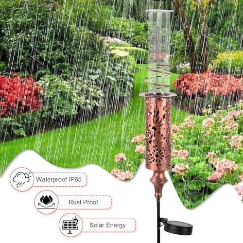 Rain Gauge Outdoor, Solar Water Gauge for Rain - color: Copper