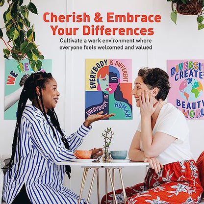 Sweetzer&Orange Set of 8 Diversity Posters for Learning Space - Inclusion Prints & Decorations - School Counselor Office Design - Everyone is Welcome Here Sign - High School Learning Decor - Safe Space Sign