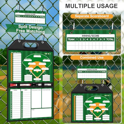 Magnetic Baseball Lineup Board, Foldable Clipboard for Coaches - style: Baseball