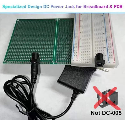 California JOS Breadboard-Friendly 2.1mm PCB Mounting Female DC Power Barrel Jack (10PCS DC Power Jack+10 PCS 9V Battery Clip)