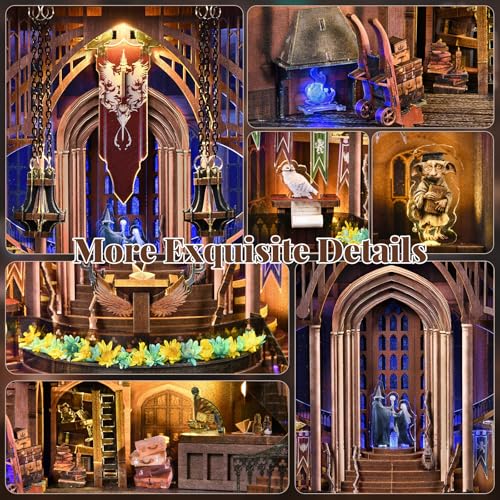 MiniCity Magic Admissions Book Nook Kit, DIY 3D Wooden Puzzle with LED - color: Magic Admissions Guide