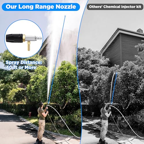 FIXFANS Pressure Washer Long Range Nozzle 4-4.5 GPM with 45FT Braid Hose - size: 45 FT Hose: 4-4.5 gallon(Commonly Used）