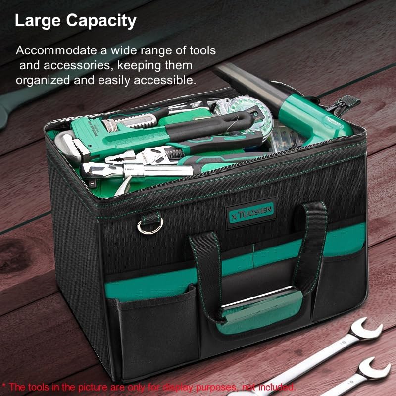 Tool Bag Heavy Duty 15-Inch 8 Pockets Waterproof Wide Mouth - size: 15-Inch
