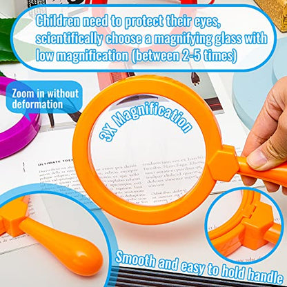 Lewtemi 12 Pack Kids Magnifying Glass with Stand, Multicolor - color: Multicolor