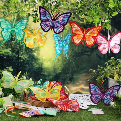 Eersida 32 Pcs Butterfly Suncatcher Craft Kit, Summer Butterflies for DIY - style: Butterfly Style